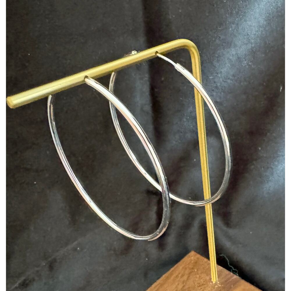 2 Inch Silver Tone Hoop Earrings with Infinity Closure E166